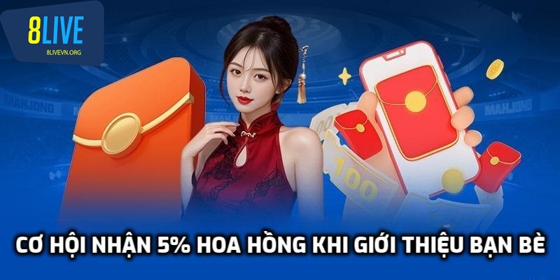 Thưởng 5% hoa hồng là khuyến mãi 8live đặc biệt